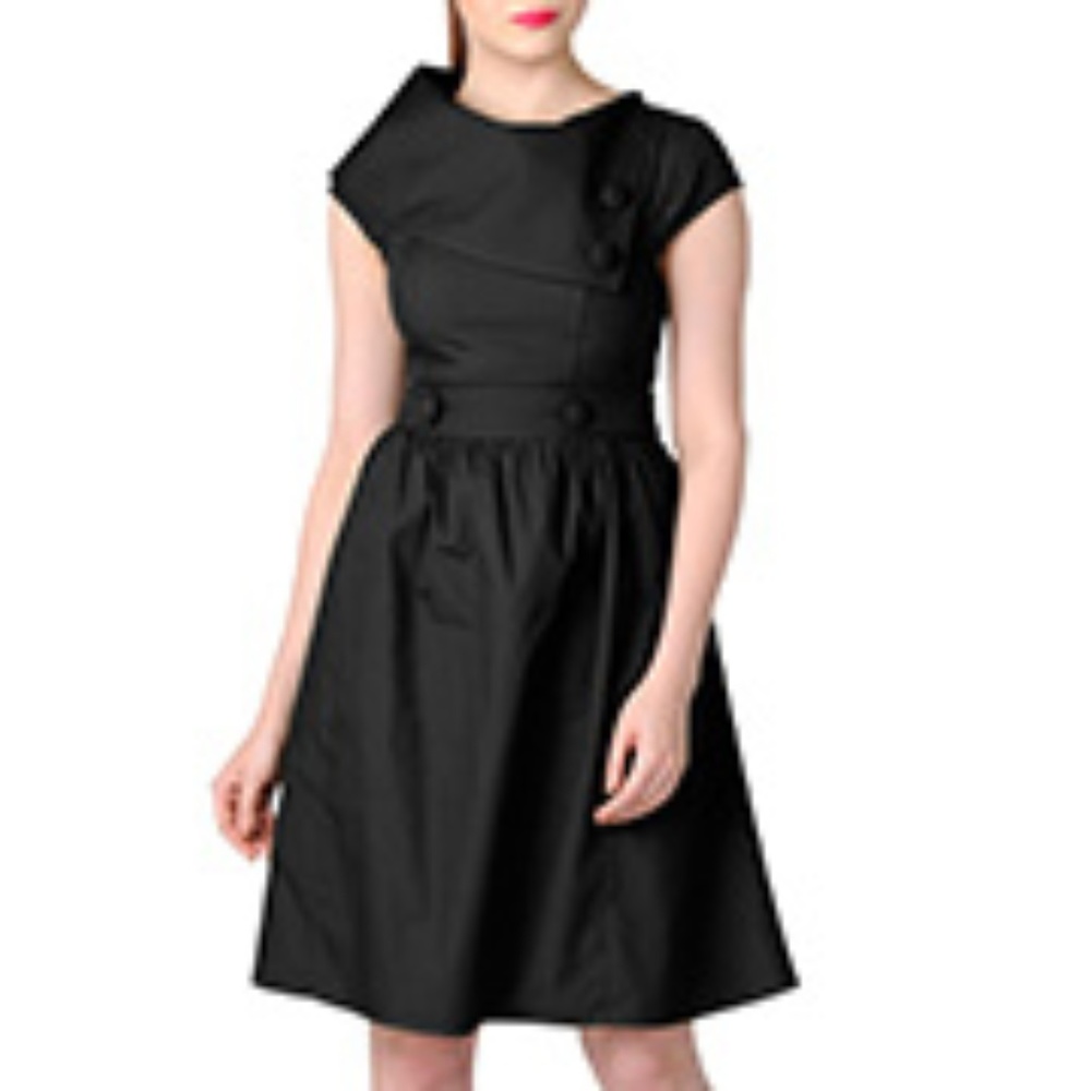 Vintage Cotton Poplin Black Dress